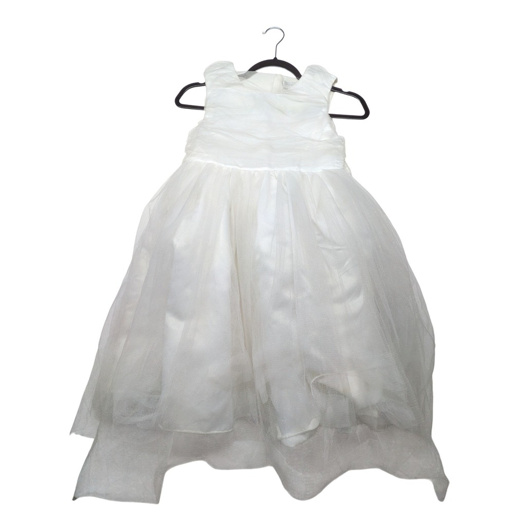 Trish Scully Girls White Tulle Flower Girl Dress Size 8 Formal Wedding Party